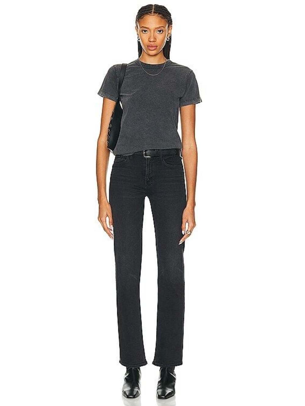 MOTHER The Hover High Rise Slim Bootcut Jeans Size 25 Black Vroom